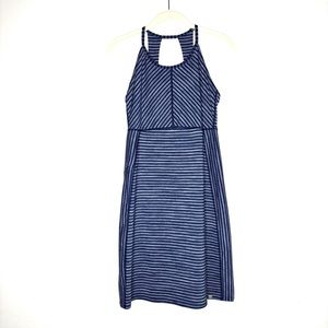 Title Nine yipes stripe high neck dress navy blue athletic travel hiking light S